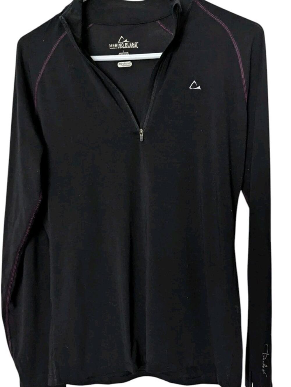 Paradox Merino Wool Blend Quarter Zip Base Layer Top Womens L Black Shirt